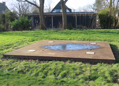 912379 Afbeelding van het grondplan van een Romeinse wachttoren van cortenstaal in de buurt Vleuterweide-De Boomgaarden ...